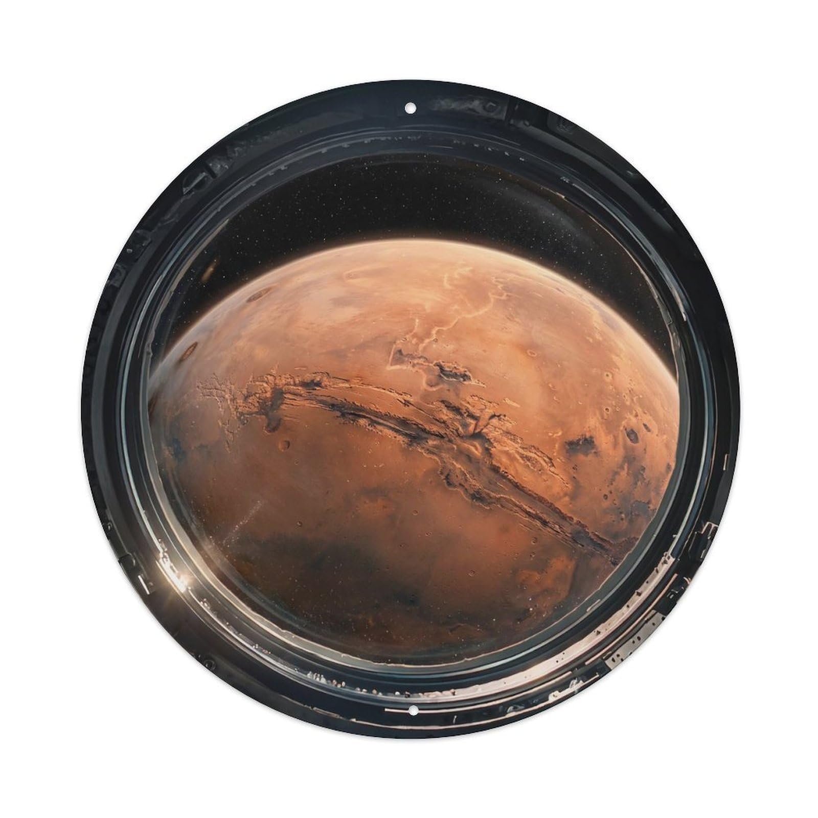 Red Planet Canyon from Space Station Porthole Metal Tin Sign