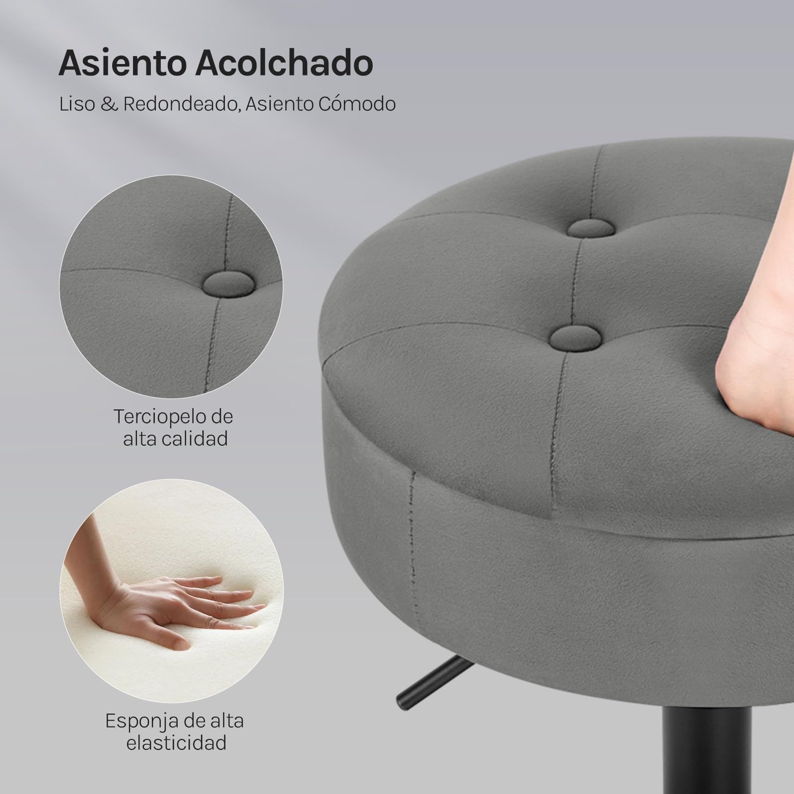 WOLTU Taburetes de Tocador, Tapa Extraible, Gris Oscuro
