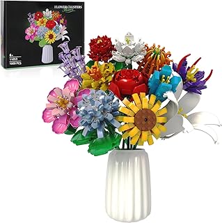 SIENON Flower Bouquet Building Set-1009 PCS 12 Kinds of Flowers Botanical Collection, Building Blocks Flower Brick Toys Creative Project for Home Room Décor Valentines’ Day Christmas Birthday