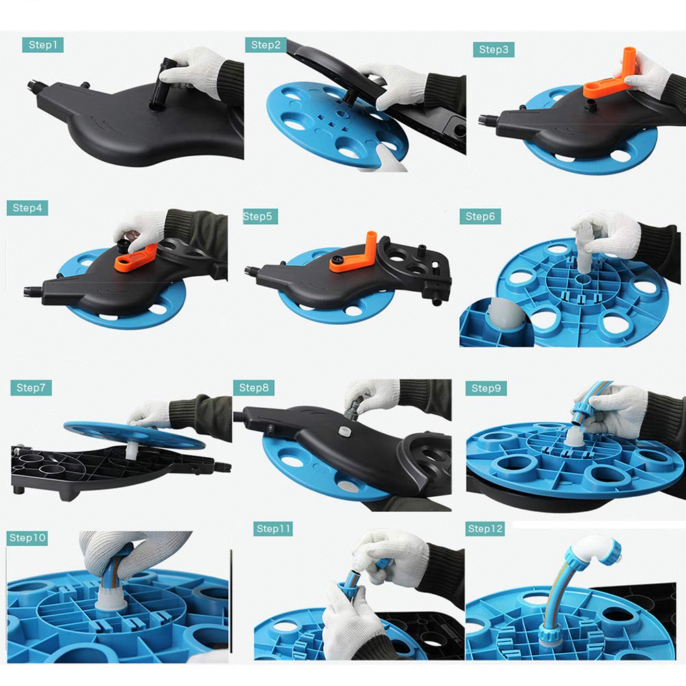 Carrello avvolgitubo da giardino con ruote, carrello portagomma con maniglia pieghevole, dispositivo antigoccia, carrello avvolgitore per tubo dell'acqua a 2 ruote per piante acquatiche da giardino,