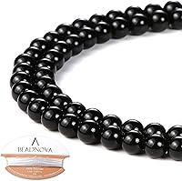 Vista 1 de Cuentas Beadnova redondas de ónix negro de 4 mm, sueltas, para hacer joyas (90-92 piezas)