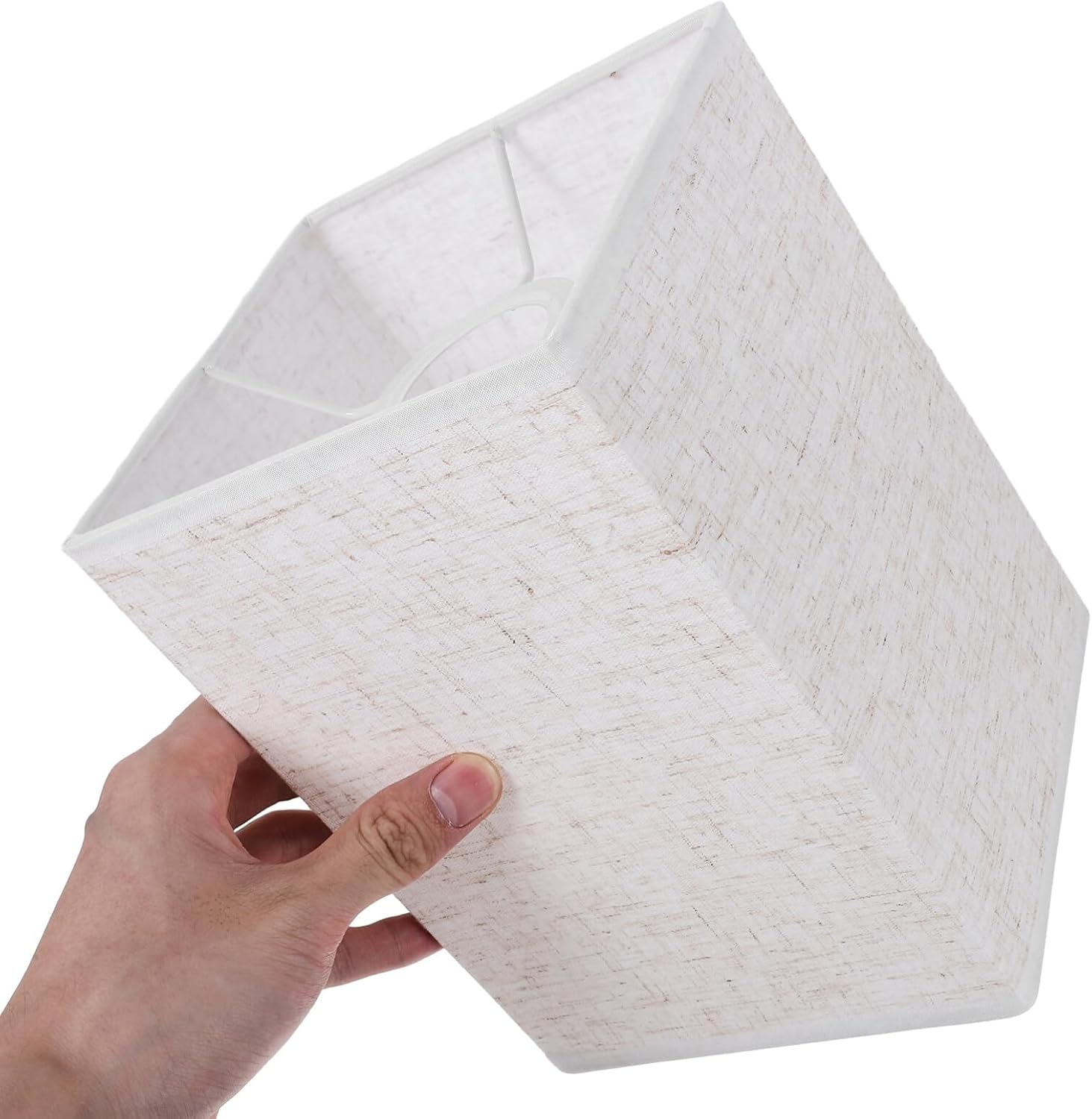 UKCOCO Square Lamp Shades Set of 2 Linen Replacement Light Covers for Table Lamps 7.87X5.51X5.51In Soft Light Protection for Bedroom Office Study