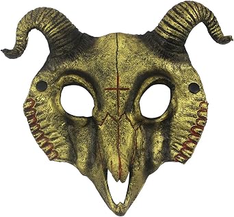 Goat Head Mask, Novelty Sheep Head Mask Animal Horns Mask Halloween Party Cosplay Costume Prop Gold, TG144111200