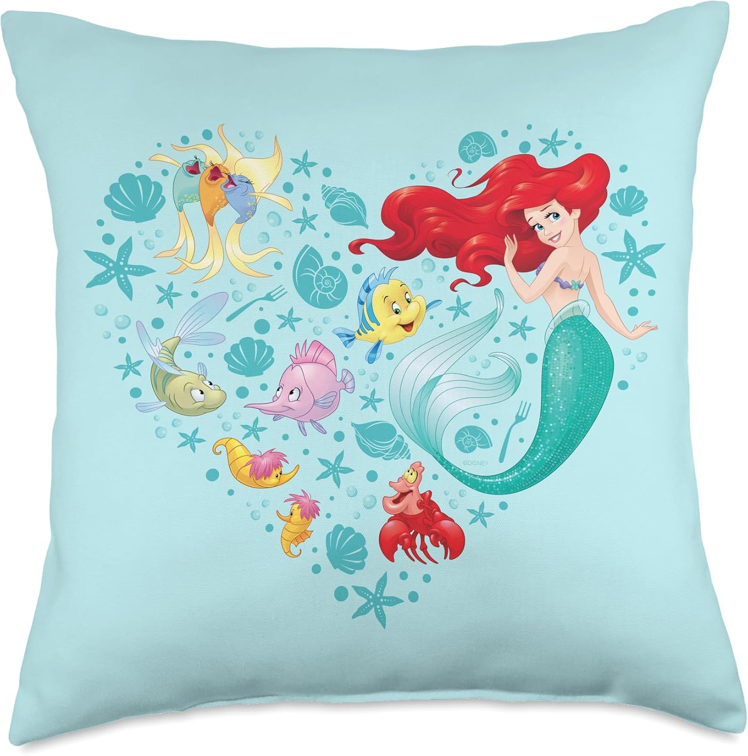Disney The Little Mermaid Ariel Under The Sea Heart Throw Pillow