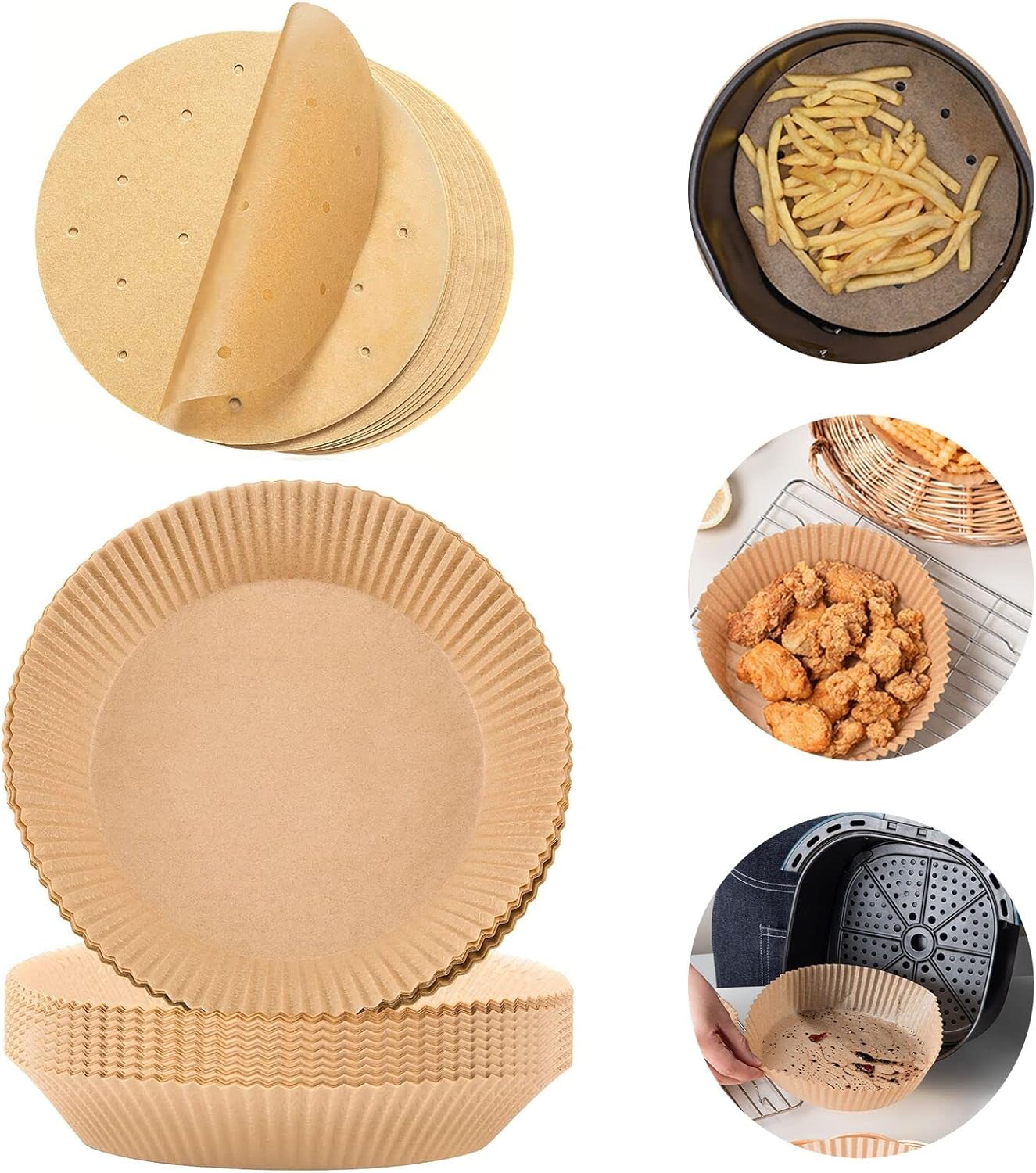 Air Fryer Parchment Paper Liners, 130PCS Nonstick Air