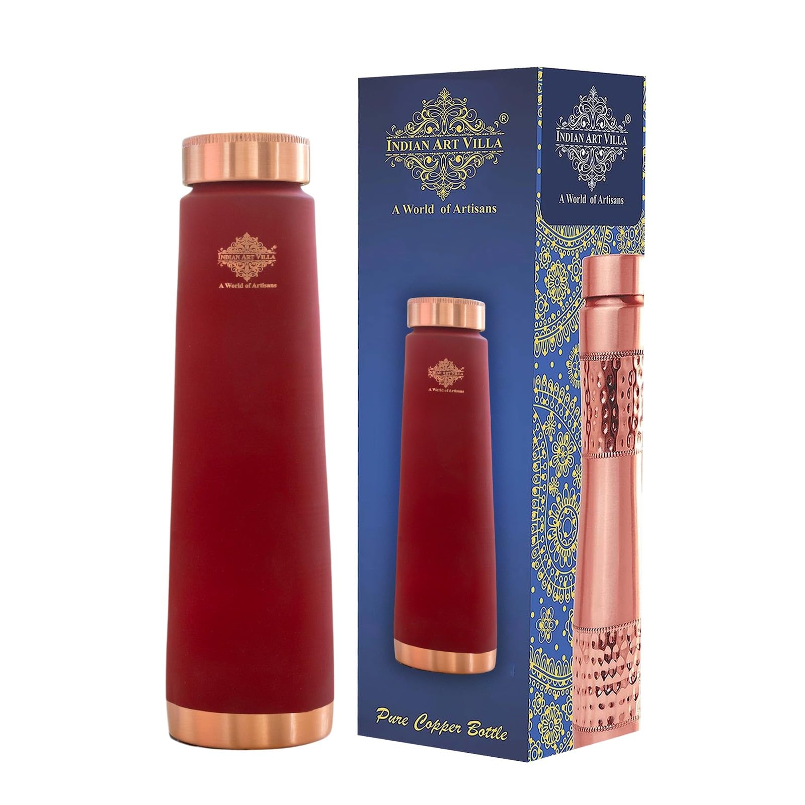 Copper Water Bottle - Ayurvedic Health & Silk Print -1