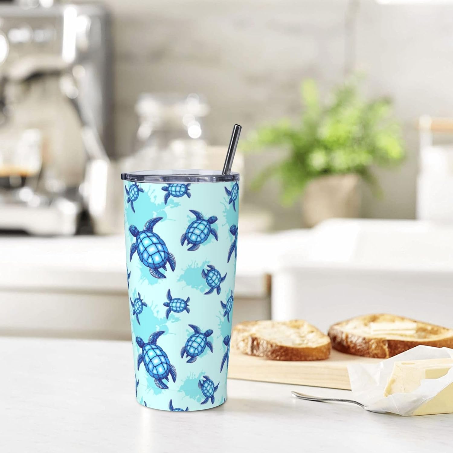 Sea Turtle Tumbler,Turtle 20oz Stainless Steel Insulated Travel Tumblers,Travel Coffee Mug with Lid and Straw Water Bottle Drink Tumbler Cups Gifts for Women Men Lovers - Image 7
