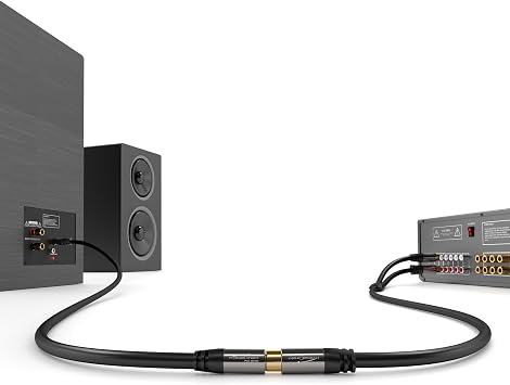 KabelDirekt – Cinch uzatma kablosu – 5m – Mükemmel ses kalitesi için özellikle kırılmaz hibrit kablo (subwoofer/ses kablosu, RCA fişten jak girişe, amplifikatör/HiFi için ideal, analog ve dijital)