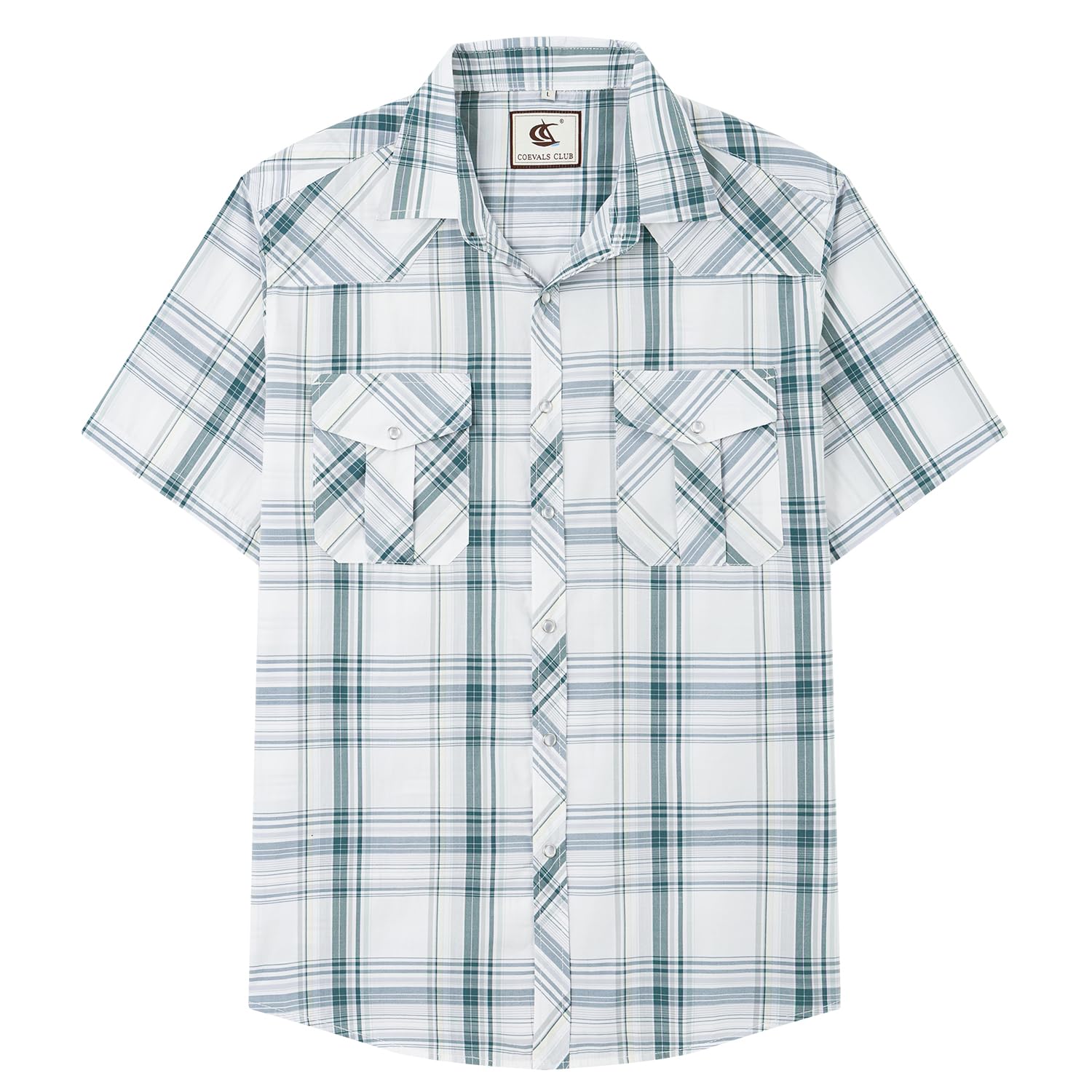 COEVALS CLUB Mens Short Sleeve Pearl Snap Western Cowboy Shirt Button Up Casual Work Dress Shirts