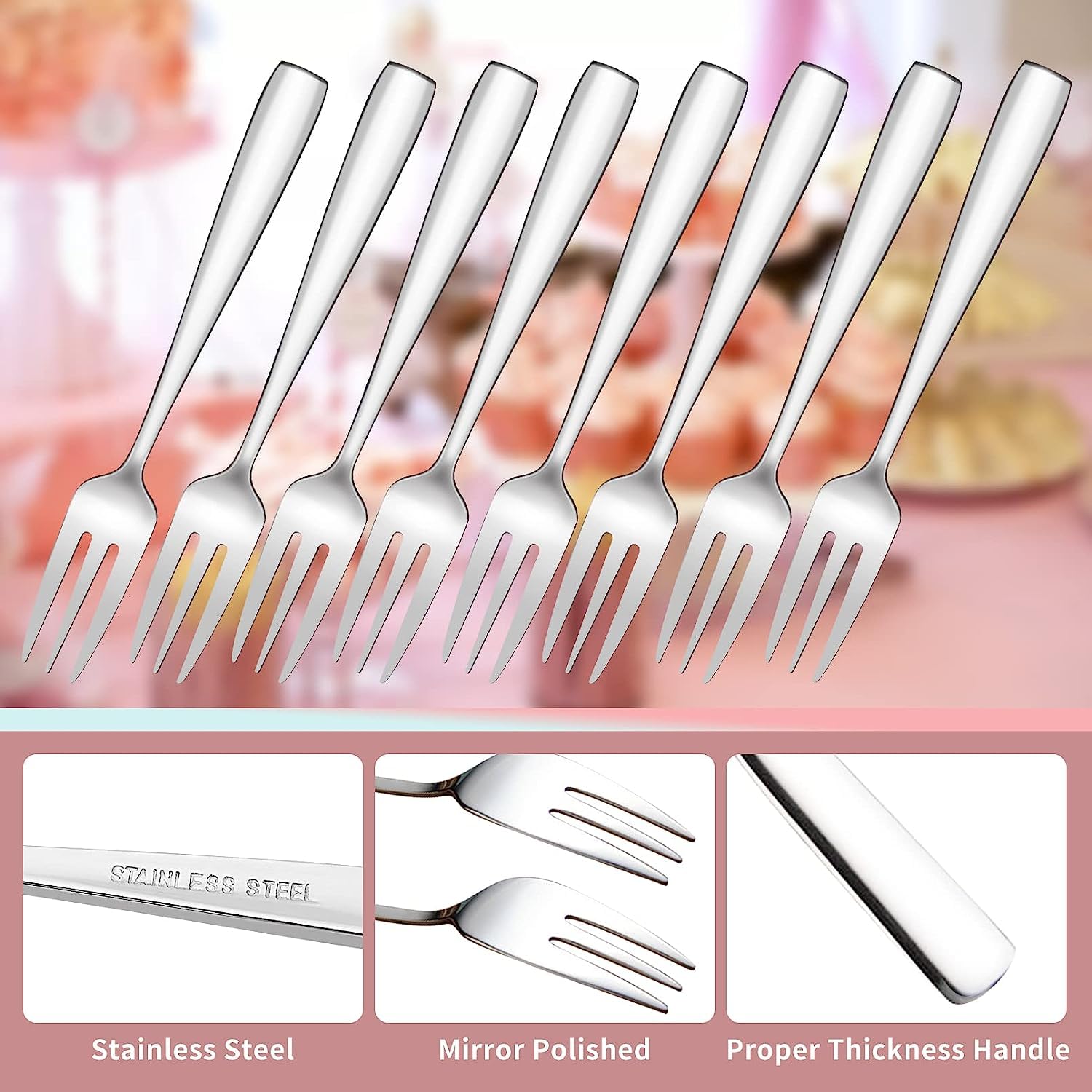 24-Piece Dessert Forks, 5.4 Inch Small, Stainless Steel — Amazon image 3