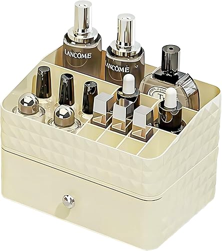 Miniatura 7 de DASITON Soporte para brochas de maquillaje con 11 ranuras, organizador de maquillaje, soporte para brochas de maquillaje con cajón, soporte dividido