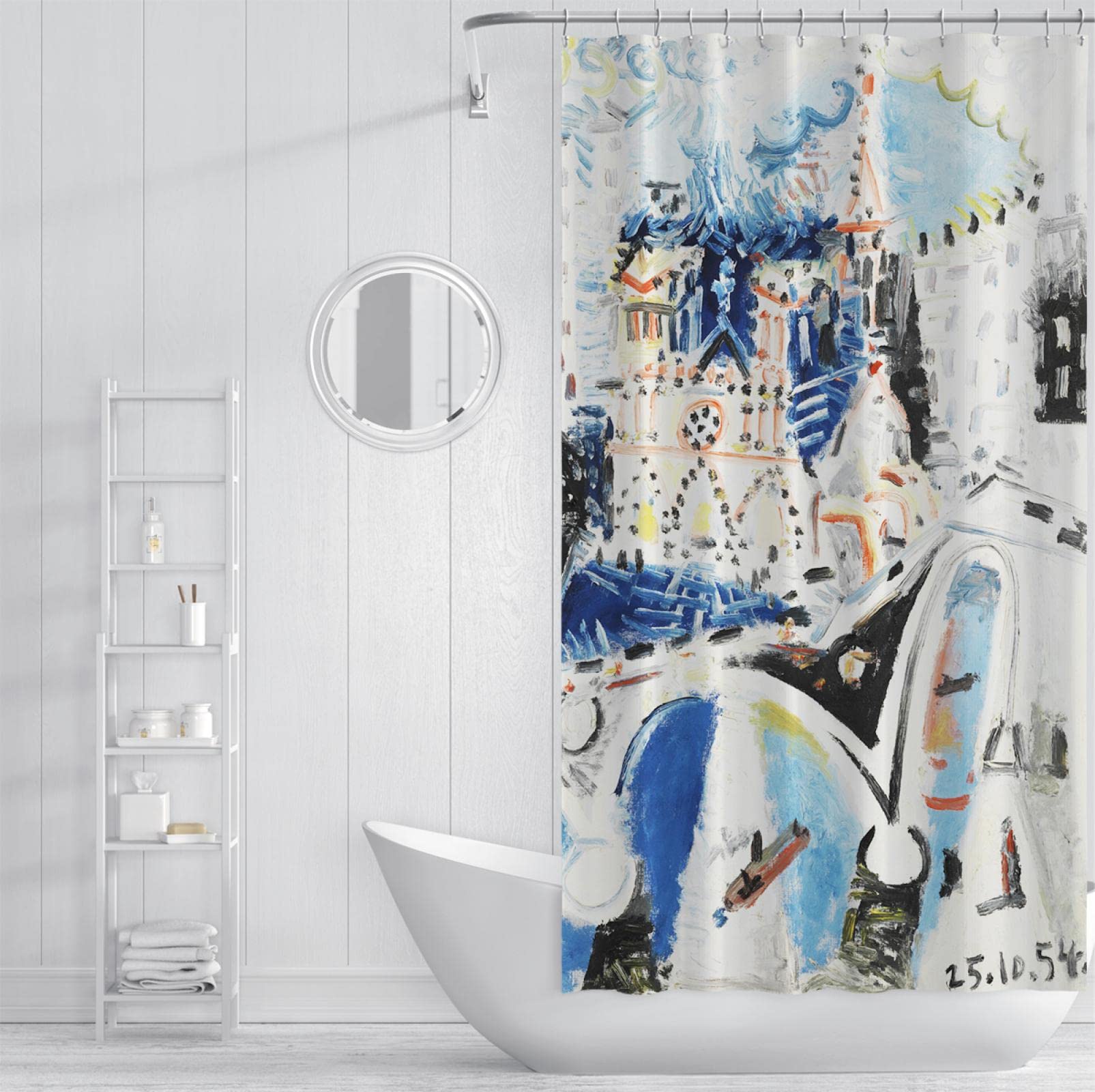 バスルームのシャワーカーテン ピカソの有名な絵画の代替複製 抽象ポリエステルバスカーテンセット 120Wx180Lcm Amazon.co.jp:  有名な芸術的なパブロ・ピカソの抽象絵画防水生地バスシャワーカーテンフック付きバスルームアクセサリー180Wx180Lcm シャワーカーテン :  Home ..., image size:1605x1600