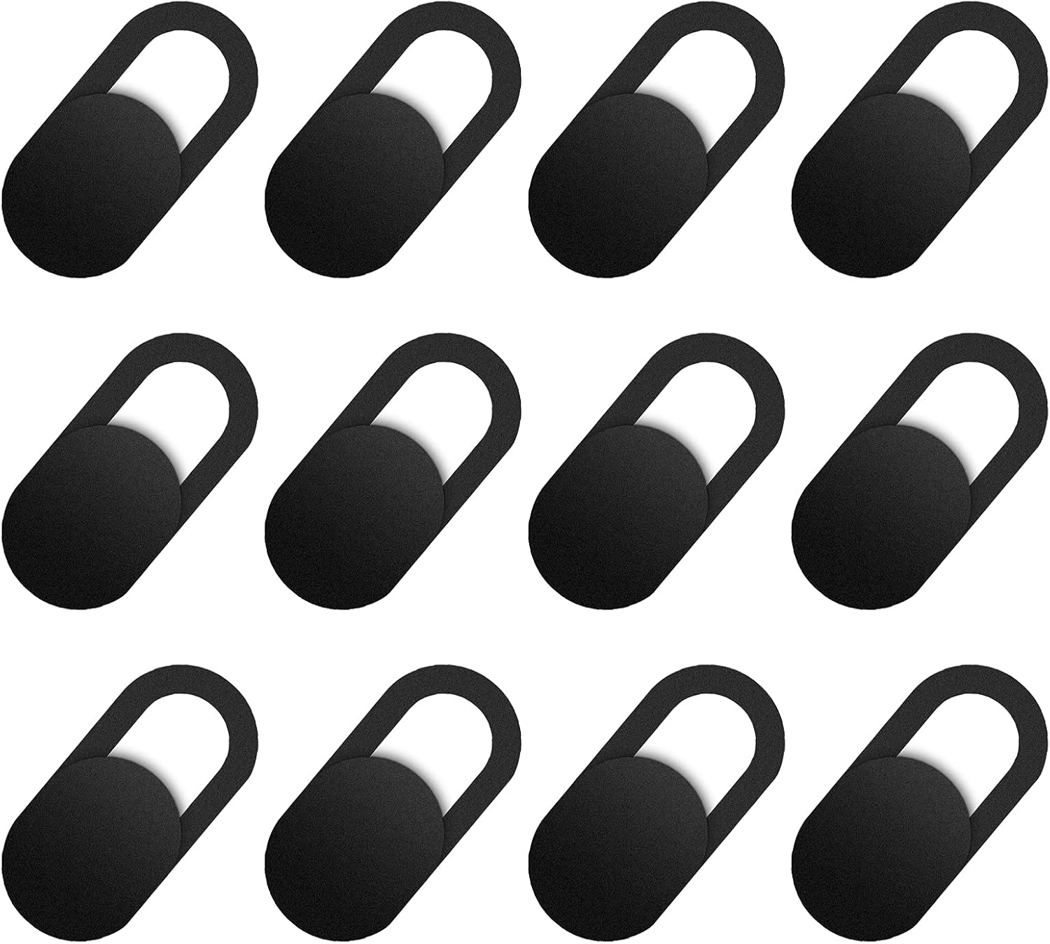 COOLOO 12 Pack Webcam Cover for Laptop/Desktop/Cell Phone/ipad/iPhone/iMac/MacBook air/Echo Spot, 0.03 inch Ultra Thin Phone Computer Camera Cover Slide, Protect Your Privacy Security (Black)