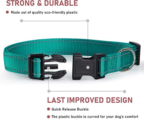 Vista 97 de Collar reflectante con hebilla para perro, ajustable, collares de seguridad de nailon para perros pequeños, medianos y grandes, color naranja