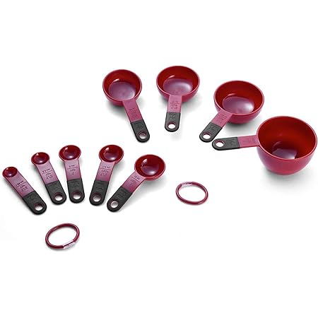 KitchenAid Classic Measuring Cups And Spoons Set, Set of 9, Red/Black