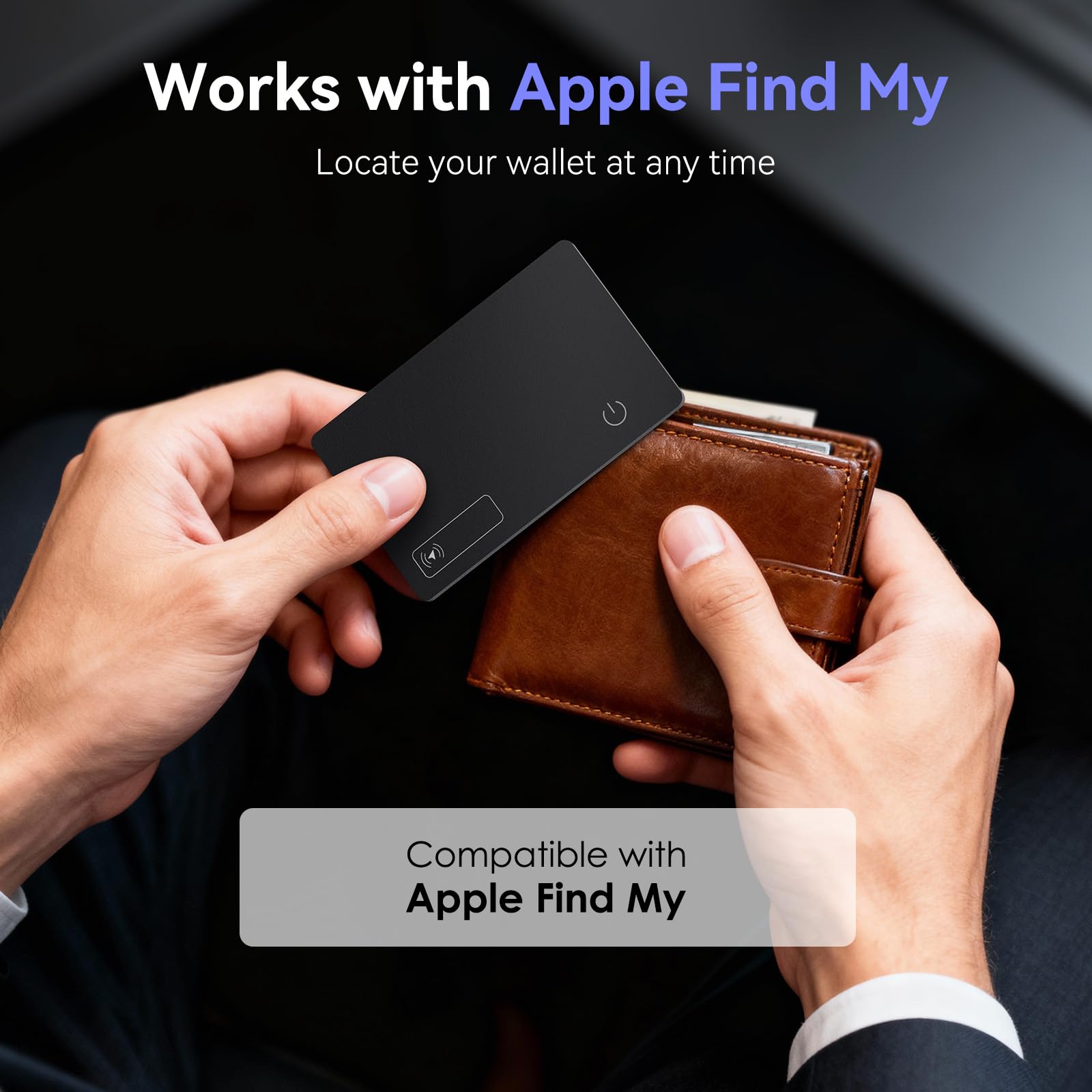 Wallet Tracker Card (iOS only), 0.07in Slim Tracking Card, IP68 Waterproof Bluetooth Tracker Compatible with Apple Find My, Wireless Charging Item Locator for Purse, Passports - 2