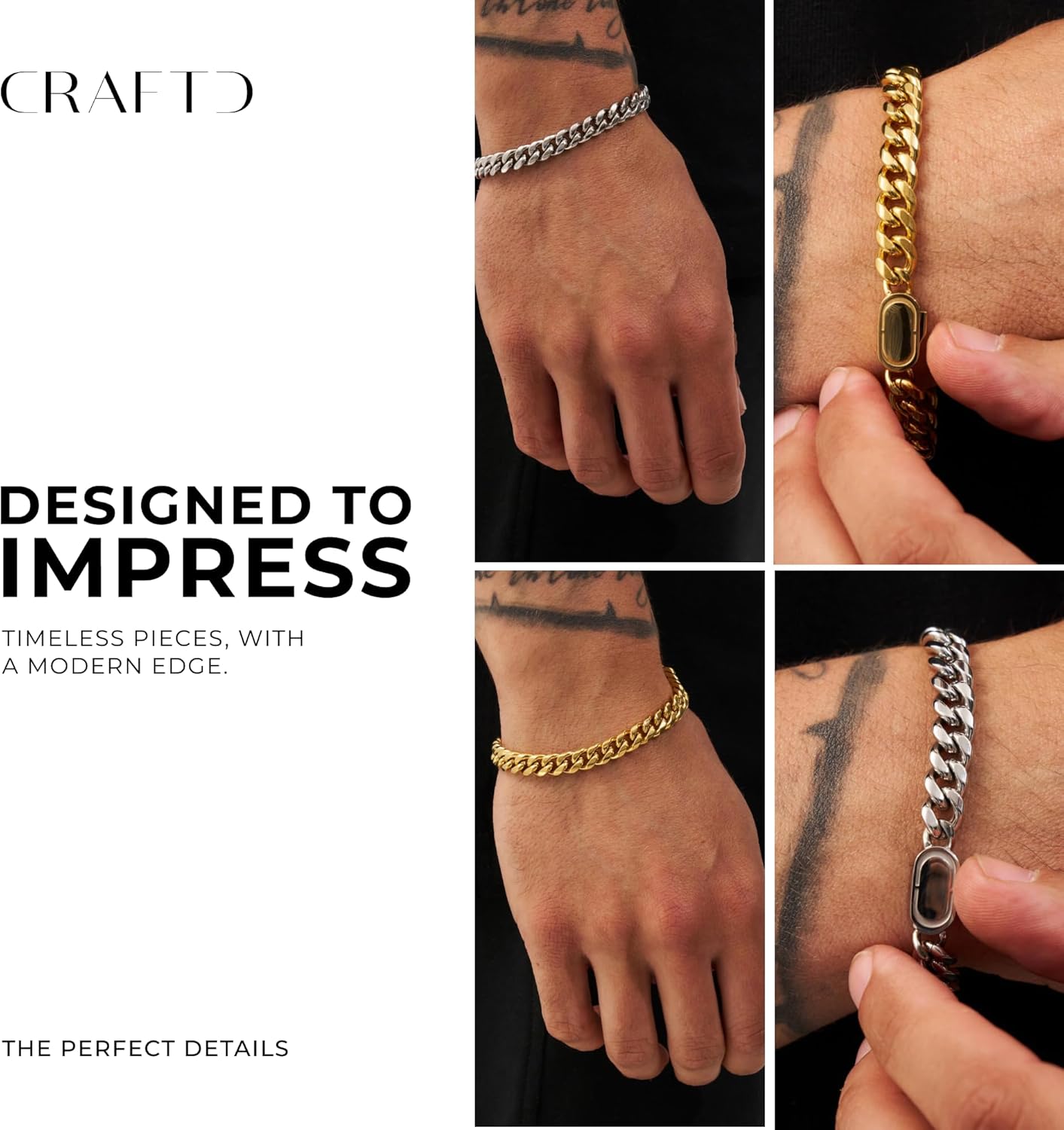 CRAFTD - Cuban Link Bracelet - Waterproof, Heat & Sweat Resistant - Gifts for Men - Men's Jewelry - Size 8MM - Image 6