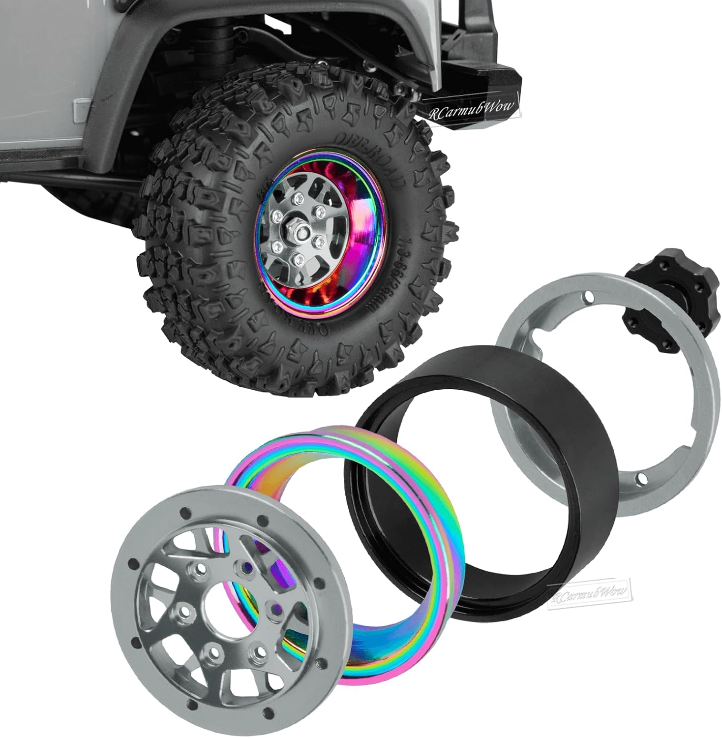 RC 1.3" Beadlock Wheels 1.3 rc Wheels for RC Crawler 1/18 TRX4M,1/24 SCX24,Alloy Aluminium 1.3 Beadlock Wheels 1.3 rc Rims,4pcs,Titanium
