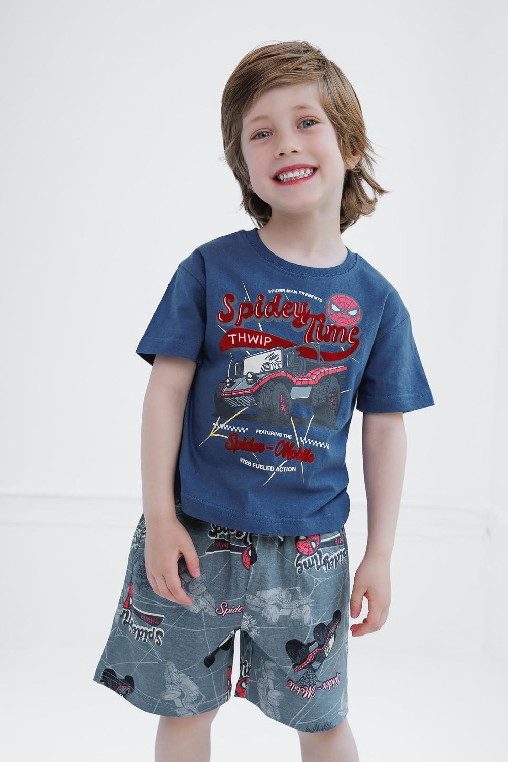 Marvel Spider-Man T-Shirt and French Terry Shorts Outfit Set Toddler to Big Kid Sizes (2T - 10-12)