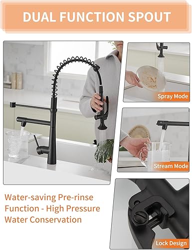 Miniatura 2 de Matte Black Kitchen Faucet with Sprayer - AIMADI Commercial Single Handle One Hole Pull Down Sprayer Kitchen Faucets