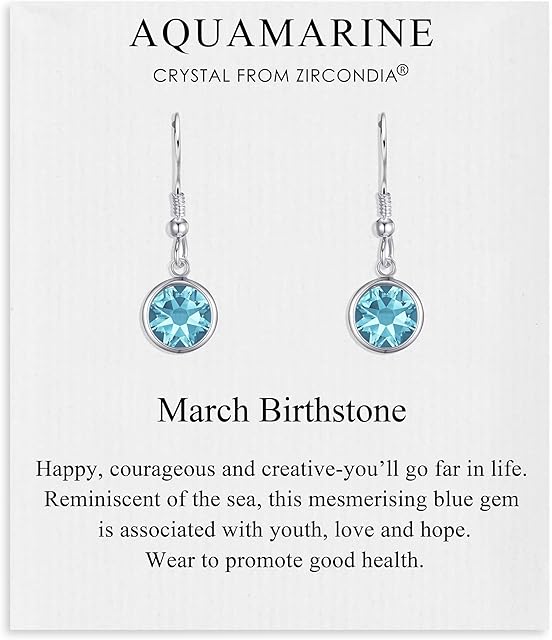 March Birthstone Drop Earrings Created with Aquamarine Zircondia® Crystals