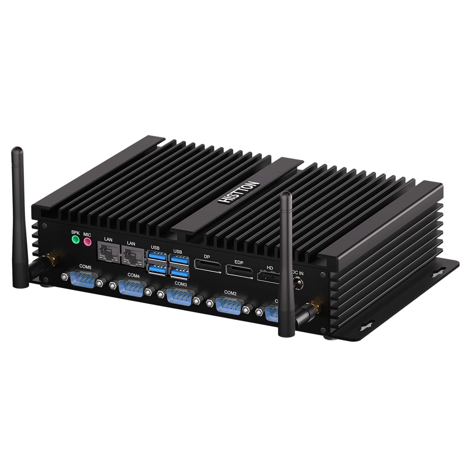 HISTTON Fanless Mini Desktop PC, Industrial PC Intel Core i7-8550U, 16GB RAM 512GB SSD, 4 RS232 COM+2 RS232/485 COM, 2 LAN, HDMI, DP, EDP, LPT, WiFi,