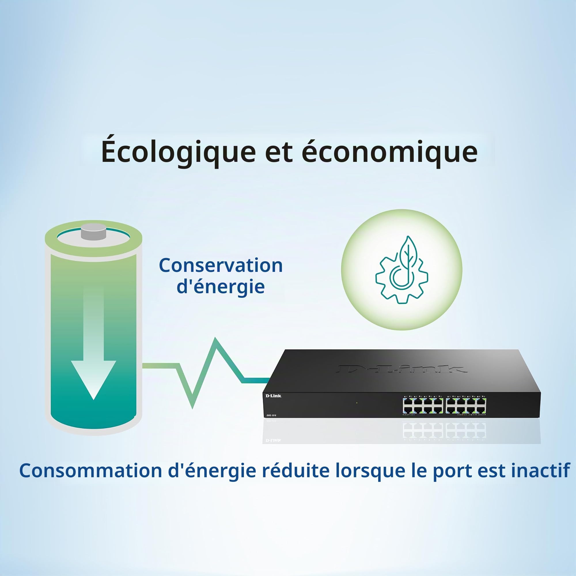 D-Link DMS-1016 Switch Ethernet Non Géré 16 Ports 2.5G | sans Ventilateur, Boîtier Métallique, Plug & Play, Écoénergétique | Idéal pour Soho, Wi-FI 6 / Wi-FI 7 et IPTV