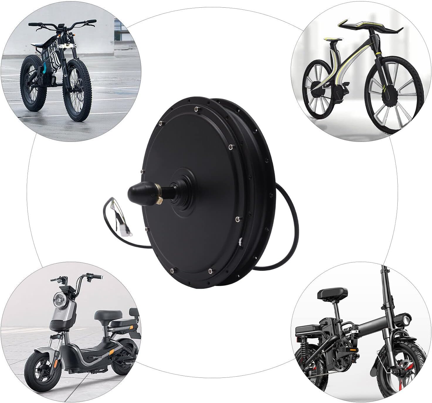 Ebike Rear Wheel Hub Motor, 48V 1000W Electric Bike Brushless Hub Rear Wheel Motor Waterproof (IP65) and Anti-Rust for 5.31 Inch Bikes
