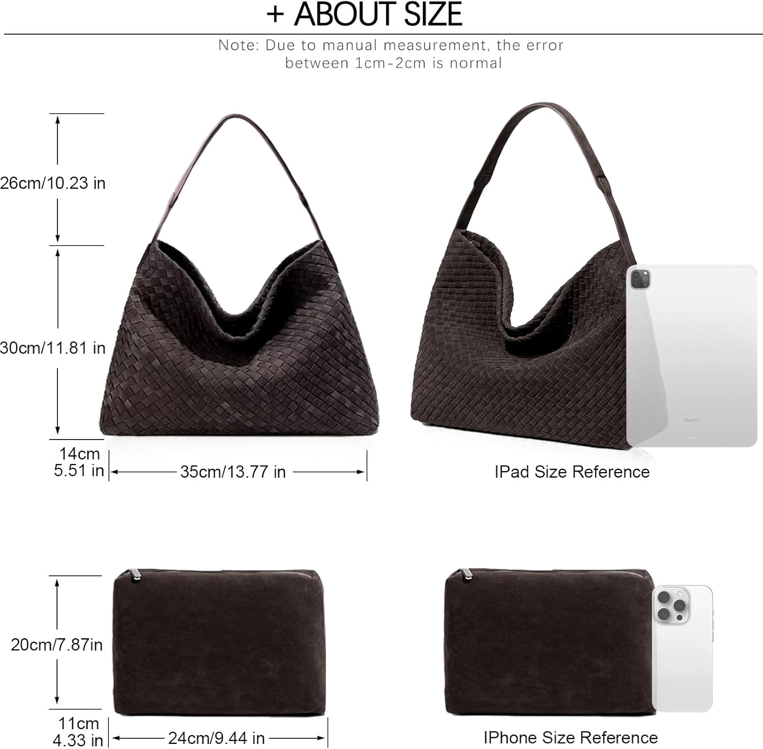 JINMANXUE Woven Suede Shoulder Bag for Women, Frosted Hobo Boston Bag Tote, Crossbody Handbag, Satchel Purse for Work Travel(Frosted Coffee)