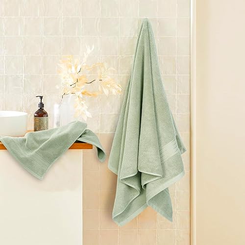 Miniatura 7 de COZYART - Juego de 6 toallas de baño de algodón turco, color verde salvia, gruesas suaves absorbentes duraderas, 19.17 ozyd, incluye 2 toallas de