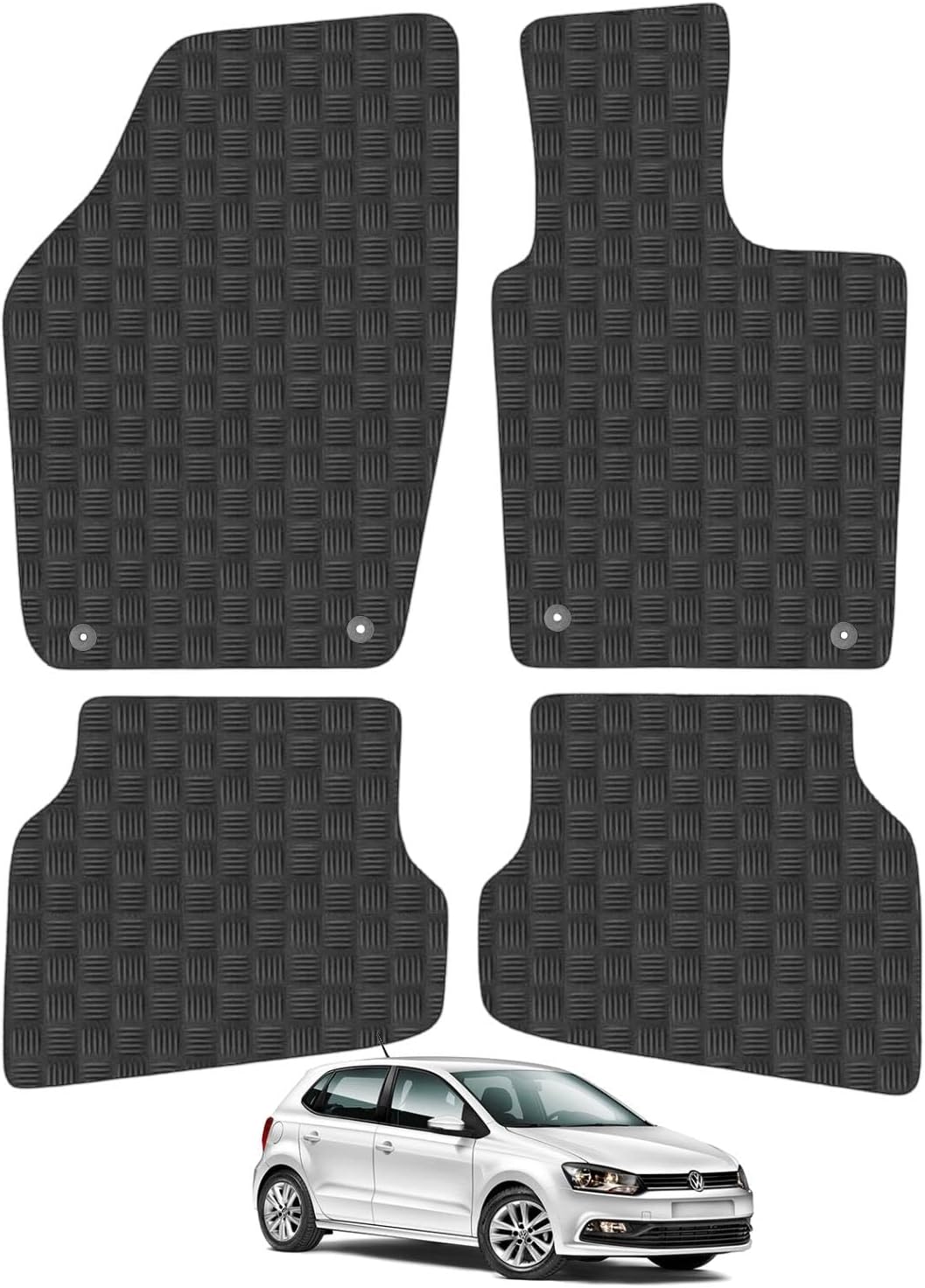 Car Mats for VW Polo (20092017) Tailored Fit Rubber Floor Mat Set Accessory Black Custom Fitted