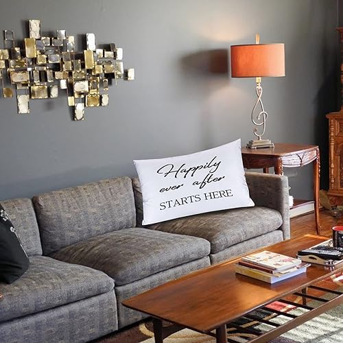 Miniatura 3 de SILYHEART Fundas de almohada de Happily Ever After Starts Here, fundas de almohada oblongas para cama, silla, sofá, fundas de almohada decorativas,