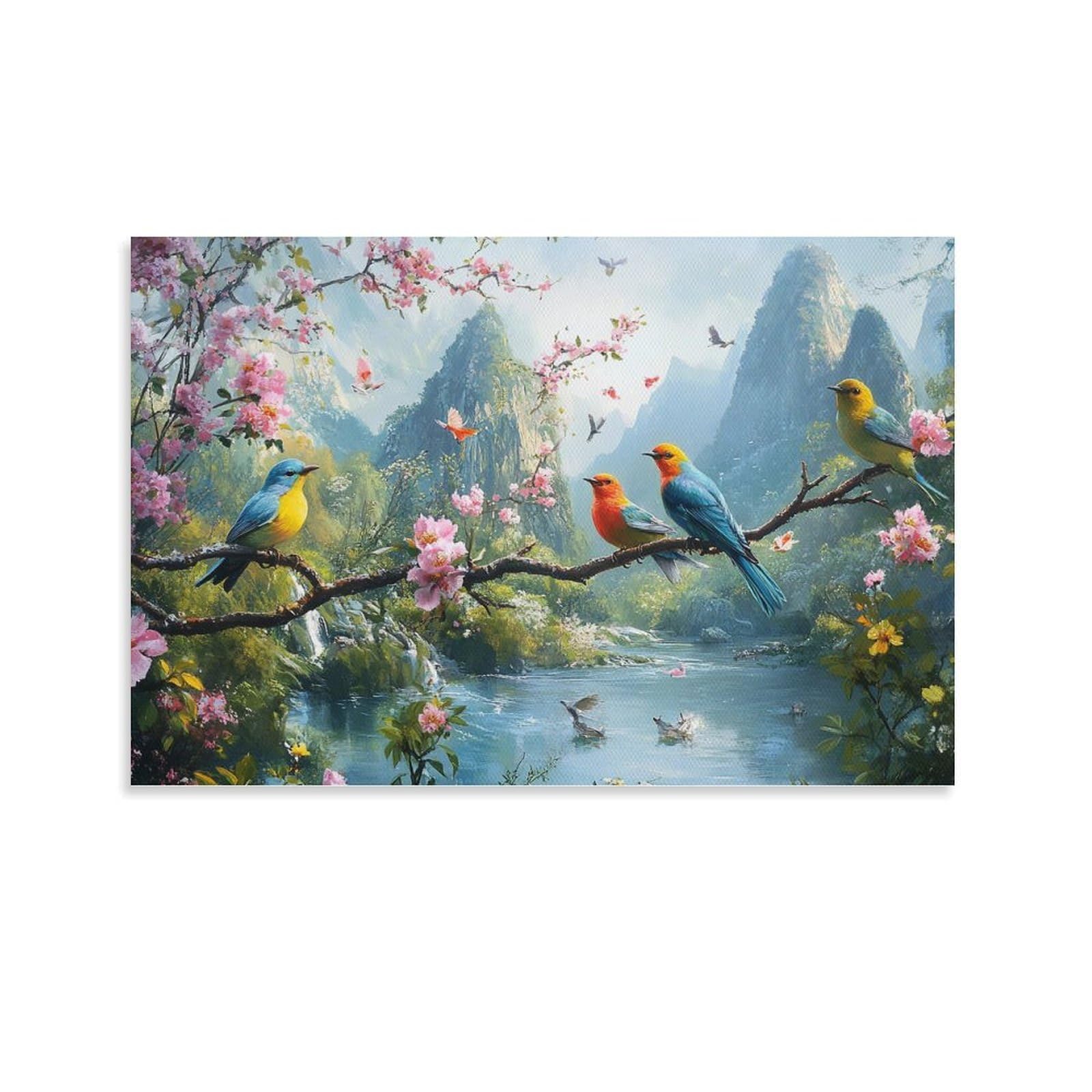 DHBANEIOK Wall Art Bird Paintingon Canvas Landscape Giclee Canvas Modern Artwork Pictures Paintings Home Decor for Living Room Bedroom Home Decorations 20x30inch(50x75cm)