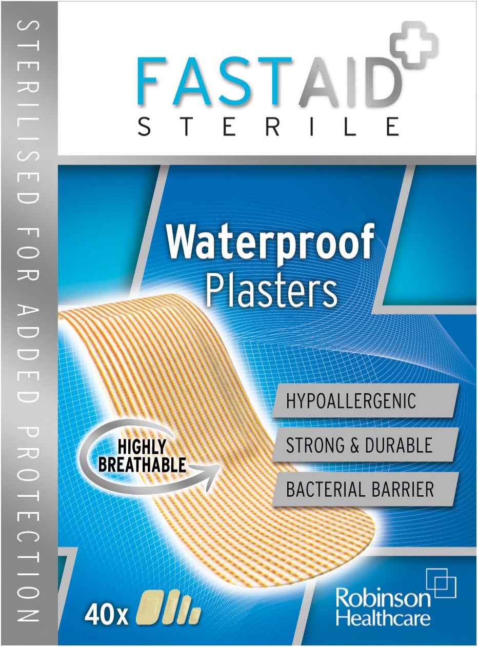 Fastaid+ - Apósito impermeable con barrera antibacterias, 40 unidades