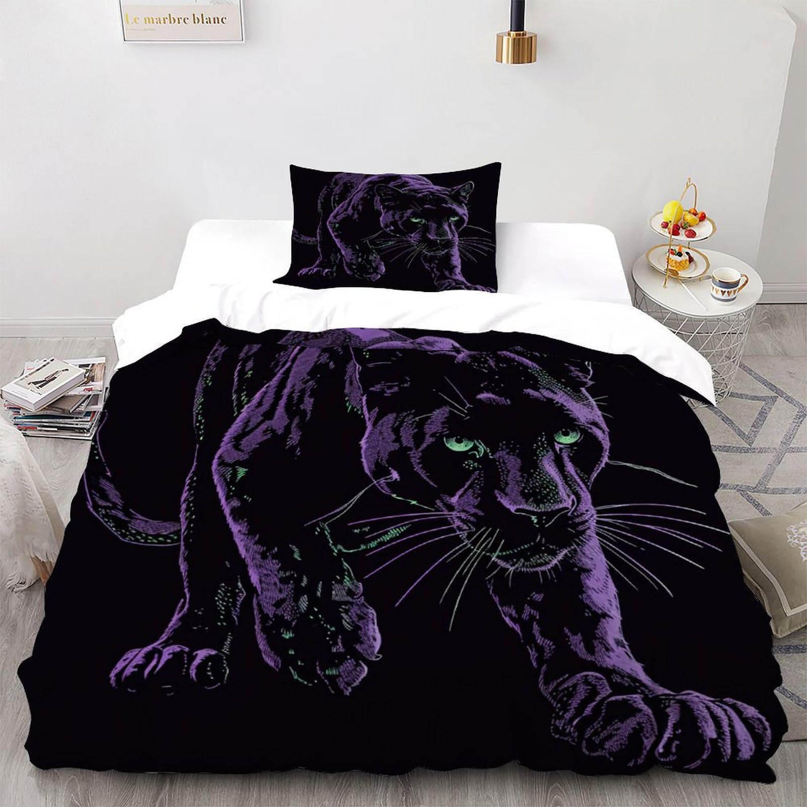Housse de couette guépard violet pour une décoration de chambre ado