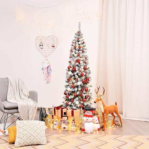 Miniatura 3 de OFFICEJOY Árbol de Navidad artificial de 6 pies con soporte de metal resistente y agujas de cloruro de polivinilo de calidad árbol de Navidad para
