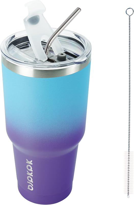 30 oz Tumbler with Lid and Straw, Insulated Stainless Steel Cup | Double Wall Vacuum, BPA Free, Leak Proof, Keeps Hot/Cold, Travel & Beach Ready, Car Holder Fit, Ocean Dream