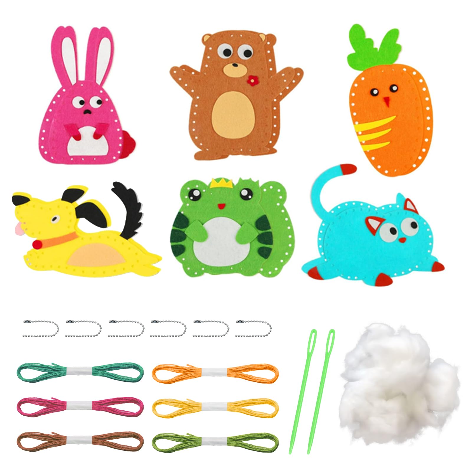 LTMMC First Sewing Kit for Kids 6pcs Cute Animal Felt Sewing Kit, Childrens Sewing Kits for Beginners DIY Sewing Craft Kits for Kids