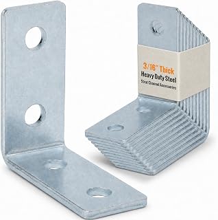 10 Pack 4-Hole L Bracket, Strut Channel Accessories & Fittings, 90° Angle for 1-5/8” Strut Channel, 3/16” Thick, Fits 1/2” Bolts, Heavy Duty Galvanized Steel Strut Hardware for Solar, HVAC & Framing