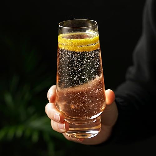 Miniatura 5 de Viski Copas de champán con base pesada sin tallo - Copas modernas de cristal para vino, martini, mimosa y cóctel con base redonda, cristalería con
