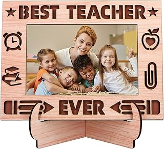 D4DREAM Teacher Picture Frame - 7''x 9'' Personalized Wood Teacher Appreciation Gifts Photo Frame Holds 4" x 6" Photo for Retirement Graduation End of Year Thank You Gifts