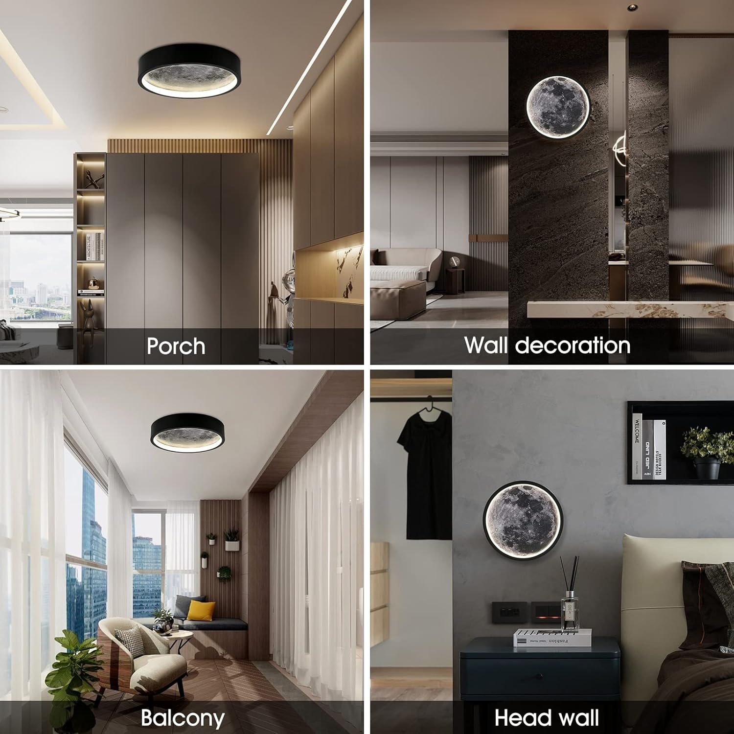 Flush Mount Ceiling Light,Led Dimmable Ceiling Light Fixture with Remote Control,11.8 "Wall Mounted Decorative Moon Ceiling Lights for Bedroom,Hallway and Bedside.