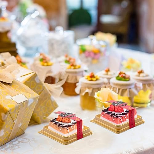 Miniatura 2 de 50 mini cajas para tartas de 3.5 pulgadas, recipiente de plástico transparente para magdalenas, galletas, pasteles de luna, pequeño soporte