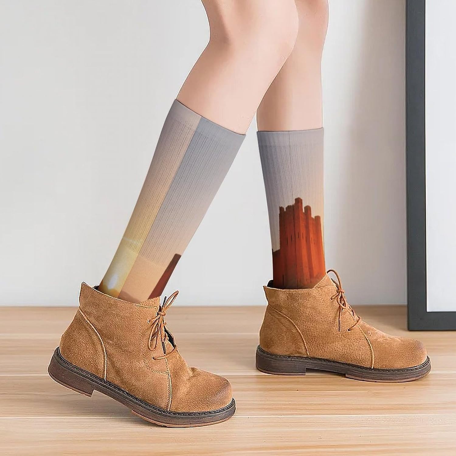 Ancient Castles Crew Socks High Stocking Thermal Socks | Tube Socks-Breathable-Moisture-Soft-wicking for Hospital Pilates Yoga for women men Grippy for office and daily walking