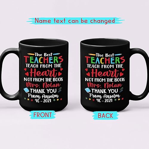 Miniatura 2 de Personalized Coffee Mugs Cups Gift For The Best Teachers Teach From The Heart Not From The Book Custom Name Teacher Coffee Cup Best Teachers Black