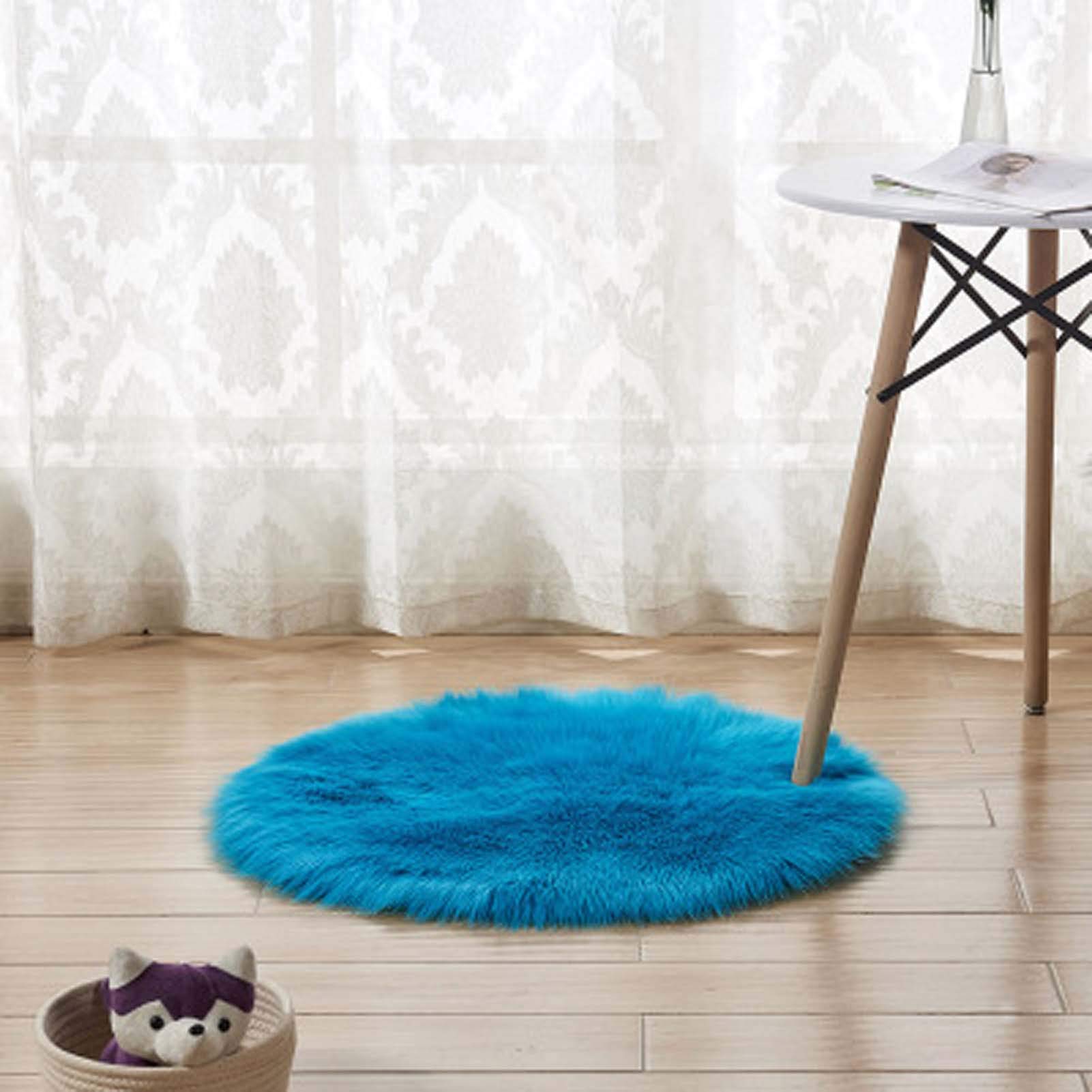 Dywanik ze sztucznego futra 140x140 cm, imitacja wełny, dywanik z owczej skóry, supermiękki, puszysty, długi, polarowy pokrowiec na krzesło, pluszowy, włochaty dywan do salonu, sypialni, sofy
