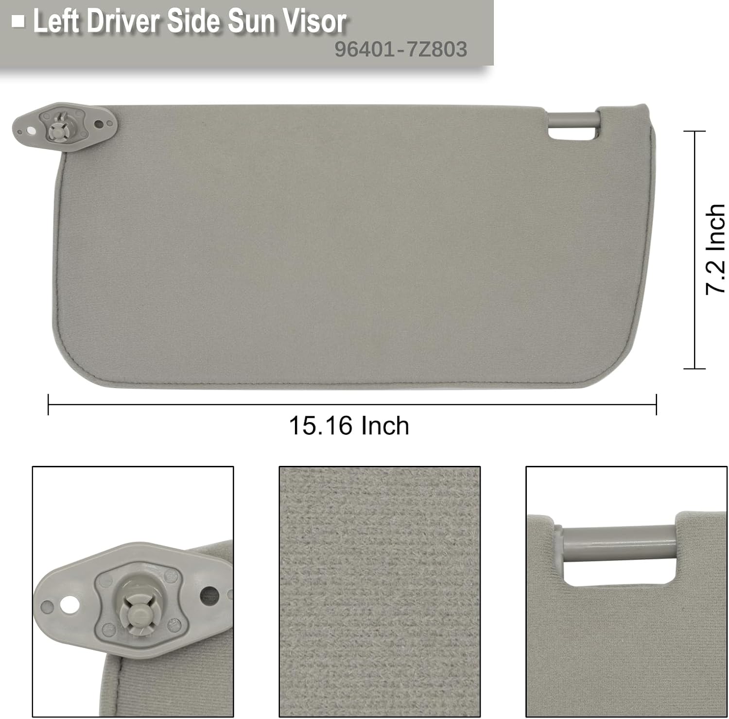 NHILES Driver Left Side Sun Visor Replacement Fits for Nissan Frontier Xterra 1998-2004 Sunshade 96401-7Z803 Color Gray