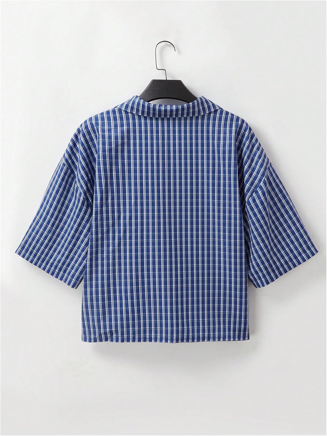 GORGLITTER Men's Gingham Cropped Shirt Short Sleeve Button Down Shirts - Image 3