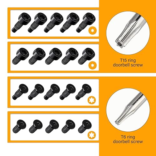 Miniatura 2 de Tornillos de repuesto para timbre  Destornillador naranja T6 T15 y + 20 tornillos para timbre de 2 generación y Pro