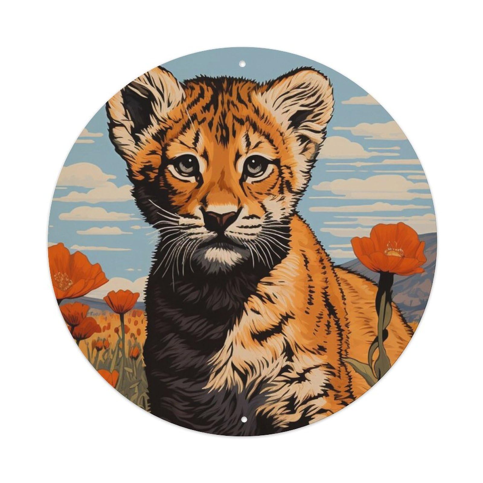 Animal Art Tiger Cub Metal Tin Sign